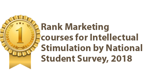 1st Rank Marketing courses for Intellectual Stimulation by National Student Survey, 2018